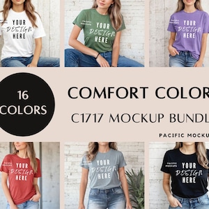 Comfort Colors C1717 Tshirt Mockup Bundle Clothing Mock Up C1717 Shirt Mock-up Bundle Sweater Model for Mockups Casual Shirt Template