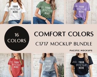 Comfort Colors C1717 Tshirt Mockup Bundle Clothing Mock Up C1717 Shirt Mock-up Bundle Sweater Model for Mockups Casual Shirt Template
