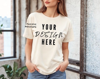 Bella Canvas 3001 Natural Tshirt Mockup Clothing Mock Up 3001 Off-White T-shirt Mockup Beige Shirt Mock up Off-White Shirt Template