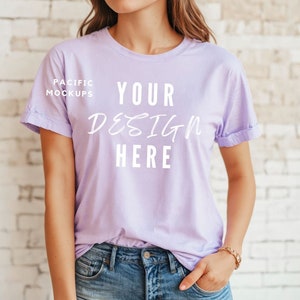Bella Canvas 3001 Lilac Tshirt Mockup Clothing Mock Up 3001 Soft Purple T-shirt Mockup Purple Shirt Mock up Purple Shirt Template