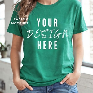 Bella Canvas 3001 Kelly Tshirt Mockup Clothing Mock Up 3001 Green T-shirt Mockup Green Shirt Mock up Military Green Shirt Template