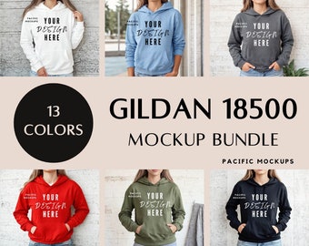 Maqueta de sudadera con capucha Gildan 18500, paquete de maquetas de ropa, maqueta de sudadera con capucha G185, paquete de maquetas, modelo de suéter para maquetas, plantilla de suéter con capucha