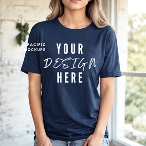 Bella Canvas 3001 Navy Tshirt Mockup Clothing Mock Up 3001 Navy T-shirt Mockup Blue Shirt Mock up Navy Shirt Template
