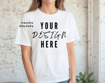 Bella Canvas 3001 Weißes T-Shirt Mockup Kleidung Mock-Up 3001 Weißes T-Shirt Mockup Weißes Hemd Mock-up Weißes Hemd Vorlage