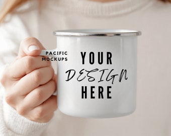White Enamel Camping Mug Mockups Coffee Cup Mug Mock up Stock Photo Mug Camping Mockup Outdoor Vacation Mock up Digital Download JPG