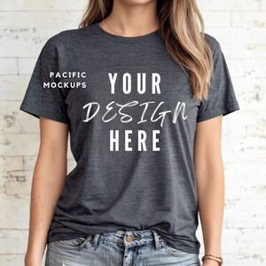 Bella Canvas 3001 Grey Tshirt Mockup Clothing Mock Up 3001 Dark Grey T-shirt Mockup Grey Shirt Mock up Dark Grey Shirt Template