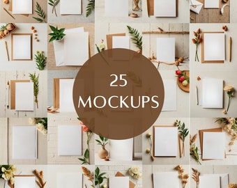 25 Boho Card Mockup Bundle 5x7 Card Mockups Invitations Invite Stationary Greeting Birthday Cards Wedding Card JPG Digital Download