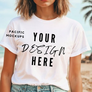 Gildan 5000 White TShirt Mockup Clothing Mock Up Gildan White T-shirt Mockup White Shirt Mock up Heavy Cotton White Tee Mockup Boho Beach
