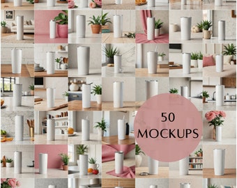 50 Tumbler Mockups Bundle Canva Mock up Tumbler Cup Mockup 20oz Skinny Tumbler Mockup Digital Download JPG
