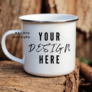 White Enamel Camping Mug Mockups Coffee Cup Mug Mock up Stock Photo Mug Camping Mockup Outdoor Vacation Mock up Digital Download JPG