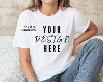Bella Canvas 3001 Weißes Tshirt Mockup Kleidung MockUp 3001 Weißes T-shirt Mockup Weißes Hemd Mock up Weißes Hemd Vorlage