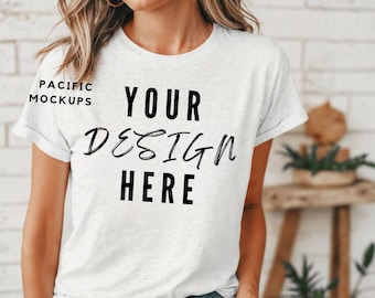 Bella Canvas 3001 Ash Grey T-Shirt Mockup Kleidung Mock-Up 3001 Ash T-Shirt Mockup Graues Hemd Mock-up Graues Hemd Vorlage Boho Modern Mockup