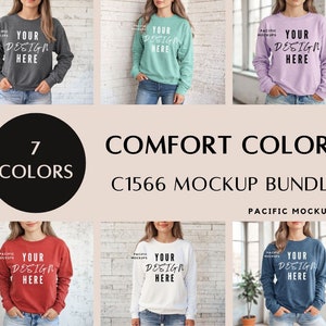 Comfort Colors C1566 Sweatshirt Mockup Bundle Clothing Mock Up C1566 Crewneck Mock-up Bundle Sweater Model for Mockups Sweater Template