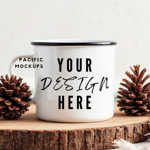 White Enamel Mug Mockup Camping Cup Mockup Coffee Cup Mug Mock up Stock Photo Mug Camping Mockup Outdoor Vacation Mock up Digital Download