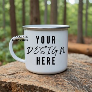 White Enamel Camping Mug Mockups Coffee Cup Mug Mock up Stock Photo Mug Camping Mockup Outdoor Vacation Mock up Digital Download JPG