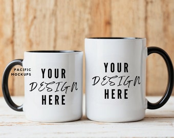 15 oz White Coffee Mug MockUp 11 oz Tea Cup Mock up Wedding Mock Up Stock Photo Black Handle Coffee Cup Mockup Digital Download JPG