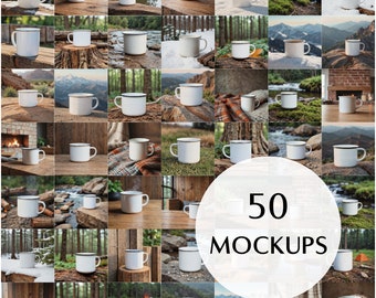 50 Camp Mug Mockups Coffee Cup Mock up Bundle modern Mock Up Styled Stock Photo Enamel Mug Mockup Camping Outdoor Mockup Digital Download