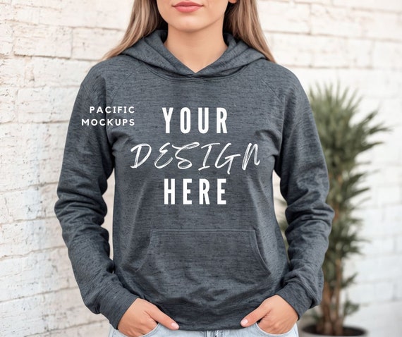 Gildan 18500 Sweat à capuche chiné foncé, maquette de vêtements