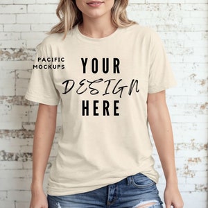 Gildan 64000 Sand Shirt Mockup Clothing Mock Up 3001 Tan T-shirt Mockup Beige Shirt Mock up Tan Shirt Template