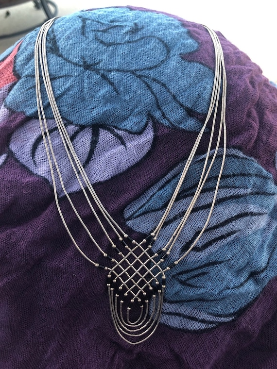 5 strand silver necklace - image 1