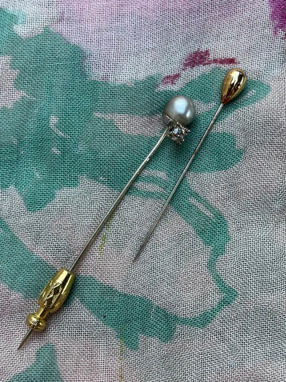 Pearl and Diamond hat pin. - image 1