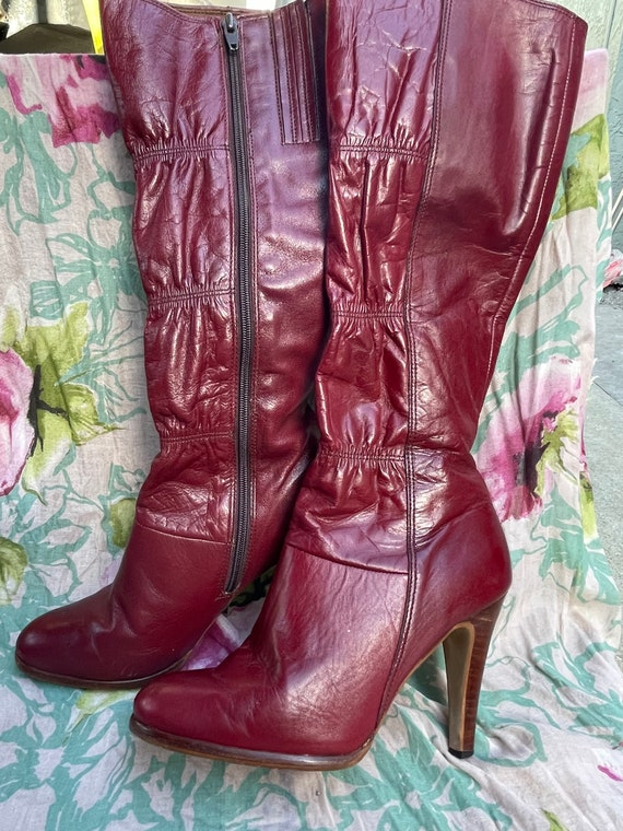 Vintage red leather boots