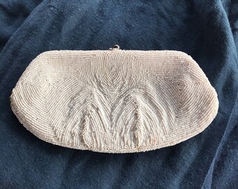 White beaded hand bag