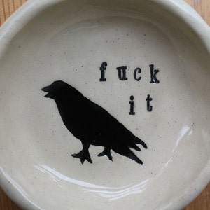 fuck it crow handbuilt ceramic dish