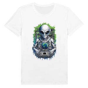 Galactic Vibes: Alien Print Unisex Crewneck Tee for Out-of-this-World Style