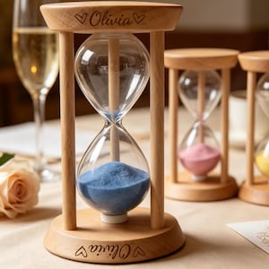 Personalized Wooden Sand Timer,Custom Engraved Hourglass Timer,5 10 15 30 Minute Sand Clock, Anniversary Wedding Gift,Mindfulness Desk Decor