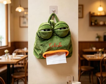 Custom Funny Frog Tissue Holder,Cute Plush Tissue Box Cover,Car Tissue Holder,Handheld Tissue Pouch,Funny Home Decor Gift,Novelty Gift