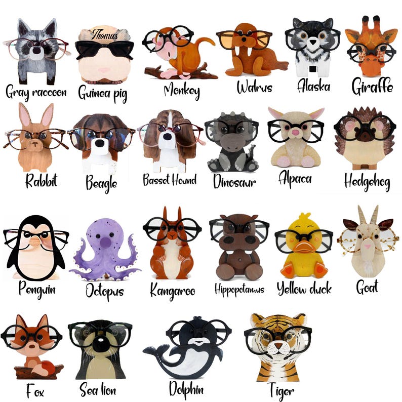 Personalized Animal Eyeglass Holder: Custom Engraved Wooden Glasses ...