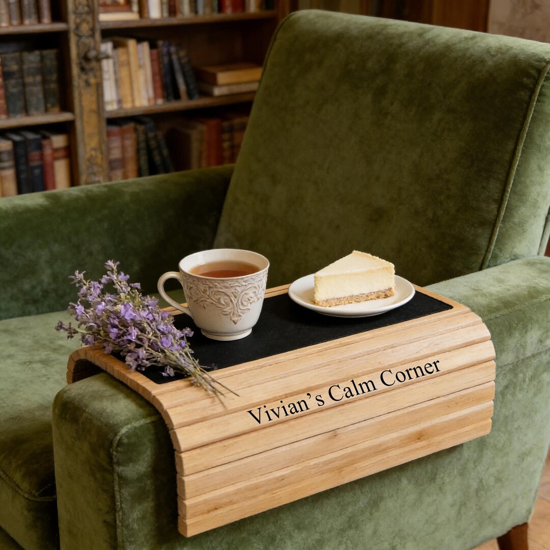 Foldable Bamboo Armrest Tray Table,non-slip Couch Organizer,sofa
