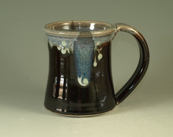 Large pottery Mug (20oz) in tenmoku black glaze - great morning coffee mugs fathers day gift