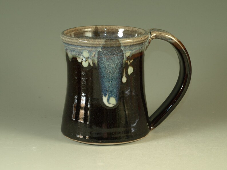 Large pottery Mug 20oz in tenmoku black glaze great morning coffee mugs fathers day gift image 1