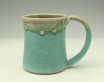 Coffee Mug Cup ,large ceramic handmade mug with large Handle, turquoise,  wheel thown (20oz) -- Perfect Hot & Chocolate