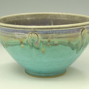 4 cups size Stoneware pottery bowl ,  turquoise aqua handmade