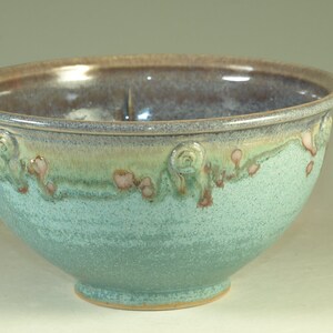 4 cups Stoneware pottery bowl , turquoise aqua handmade image 1