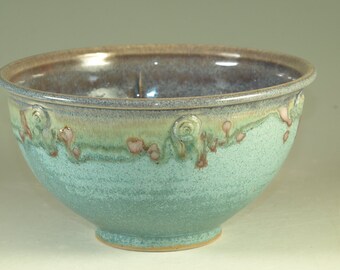 4 cups Stoneware pottery bowl ,  turquoise aqua handmade