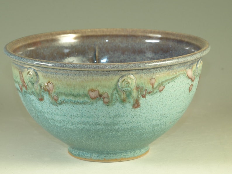 4 cups Stoneware pottery bowl , turquoise aqua handmade image 1