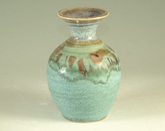 Small Bud Flower Vase - handmade pottery with turquoise glaze