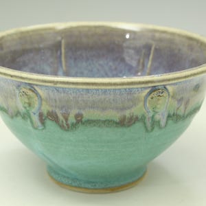 4cups size Stoneware pottery bowl ,  turquoise aqua handmade