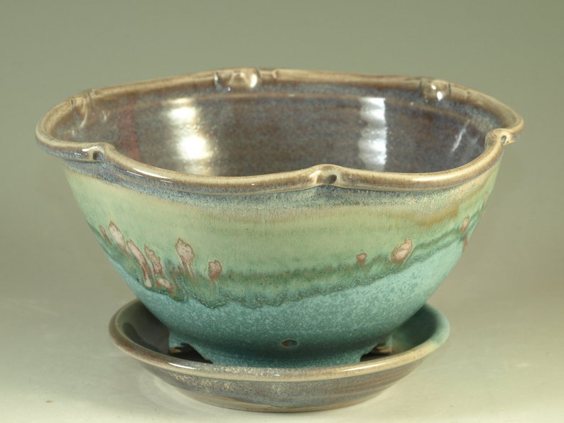 Berry Bowl in turquoise handmade stoneware pottery image 2