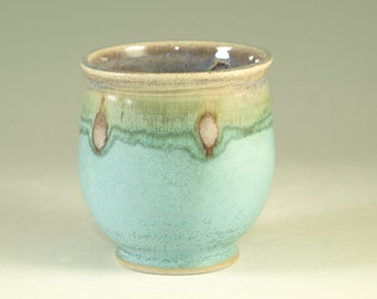 Green tea cup Yunomi in turquoise handmade wheel thrown stoneware teacup