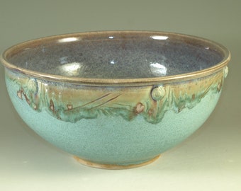 14 cups Ceramic food prep bowl , turquoise aqua handmade