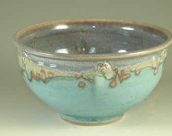 4 cups Stoneware pottery bowl ,  turquoise aqua handmade