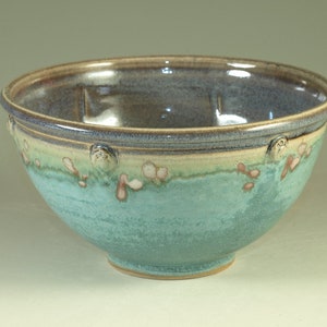 4cups size Stoneware pottery bowl ,  turquoise aqua handmade