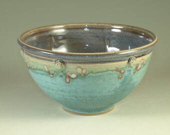 4cups size Stoneware pottery bowl ,  turquoise aqua handmade