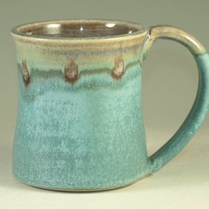 Coffee Mug Cup ,large ceramic handmade mugs with large Handle, turquoise,  wheel thown (12oz) -- Perfect Hot & Chocolate by Hodaka Hasebe