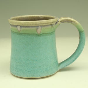 Coffee Mug Cup ,large ceramic handmade mugs with large Handle, turquoise,  wheel thown (12oz) -- Perfect Hot & Chocolate by Hodaka Hasebe